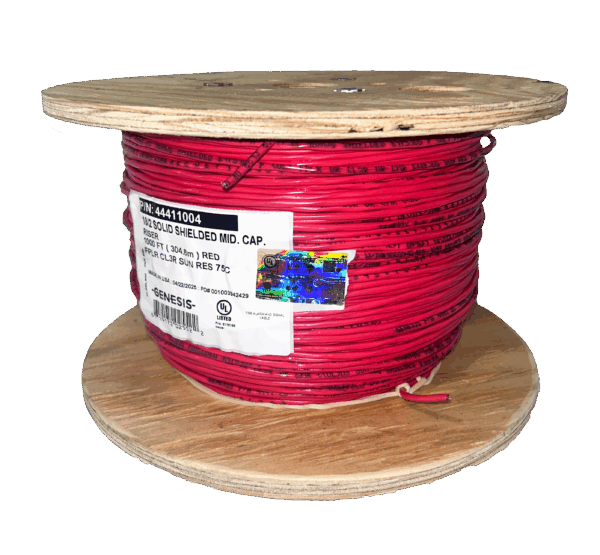 Cable 305 metros de alambre, 2 X 18 AWG, tipo FPLR-CL3R, FT4, de color rojo para aplicaciones en sistemas de detección de incendio y sistemas de evacuación.