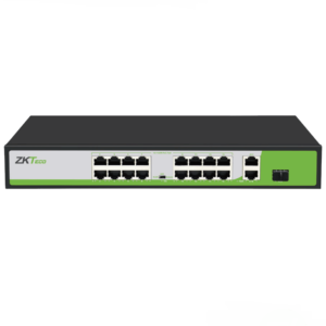 Switch PoE  16 puertos + 2puertos uplink  ZKteco, 250 metros de distancia de transmisión PoE de energía y datos.