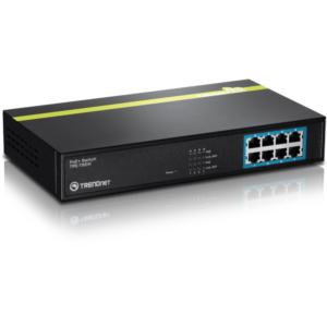 Switch 8 puertos POE+ a 10/100Mbps, hasta 30W por puerto y una capacidad de potencia de 125W  trendnet