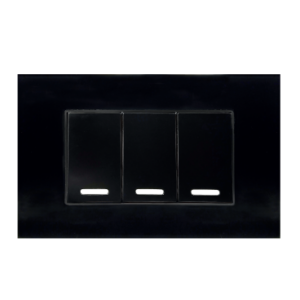 Apagador triple placa negro Mónaco
