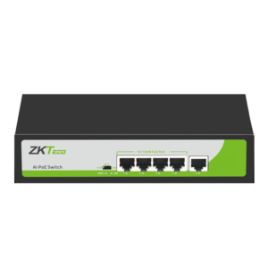 Switch PoE  4puertos + 2puertos uplink  ZKteco, potencia máxima de salida PoE es de 15,4W, 250 metros de distancia de transmisión PoE de energía y datos (Cat 6)