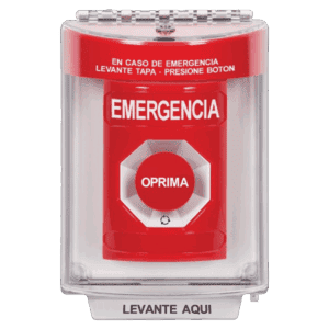 Botón de emergencia, STI con cubierta, sostenido, color rojo, sirena integrada, SS2041EM-ES