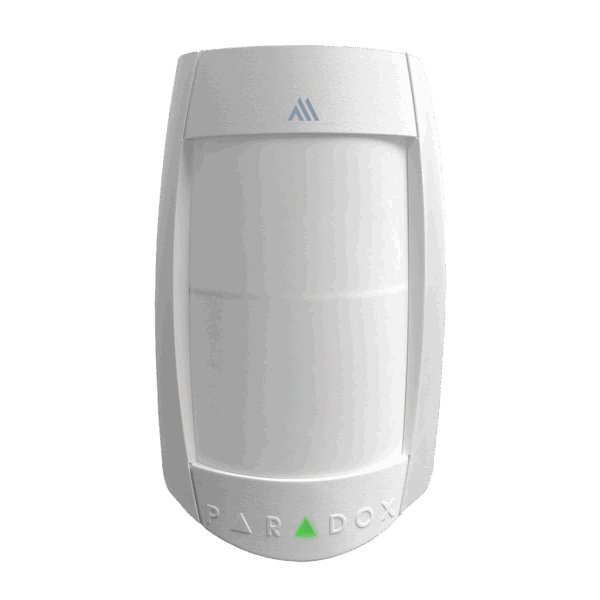 Detector de Movimiento inalámbrico Paradox, con sensores PIR dual-ópticos, avanzada inmunidad a mascotas, control de nivel de energía de detección, múltiples modos de procesamiento, sensor de temperatura. (M25) (Paradox)