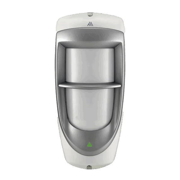 Detector de Movimiento inalámbrico para exterior Paradox, PIR dual-ópticos, avanzada inmunidad a mascotas, control de sensibilidad y nivel de energía de detección, lentes intercambiables y carcasa resistente a impactos y temperaturas, sensor de temperatu
