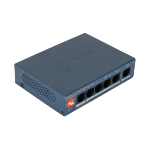Switch Cloud, Dahua, PoE Gigabit de 4 puertos, +2 UPLINK, 10/100/1000Mbps , (IEEE 802.3af/at) y 2 puertos uplink Gigabit, potencia total PoE de 36W, gestión no administrada, soporte VLAN, transmisión extendida hasta 250 m y protección contra sobretension