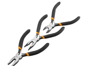Kit mini alicates, Tolsen, 3 piezas, 115mm, 4,5", acero reforzado, mango ergonómico, 10038