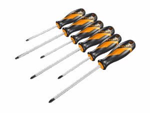 Set destornilladores, Tolsen, 6pcs, imantado, plano, estrella o phillips, 100mm, 20014