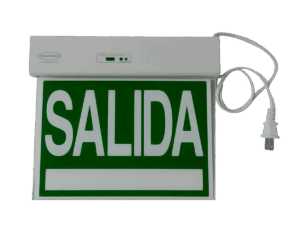 Señalización de salida, dlx, color verde, luz fija, con adhesivos/emergencia, 24160