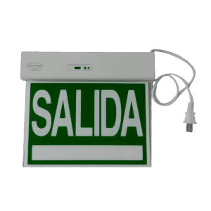 Señalización de salida, dlx, color verde, luz fija, con adhesivos/emergencia, 24160