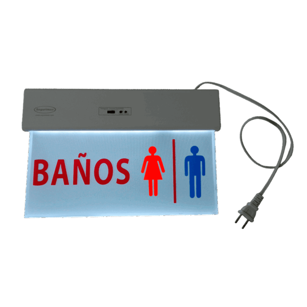 Señalización de baños, dlx, slim sf, acrílico luminoso, con adhesivos