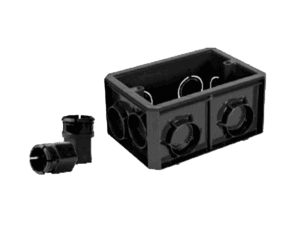 Caja rectangular, Poliflex, color negro, con conectores, 1/2 "y 3/4", 4952