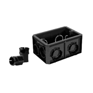 Caja rectangular, Poliflex, color negro, con conectores, 1/2 "y 3/4", 4952