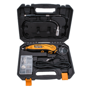 Mototool rotativo, Tolsen, 108 accesorios para corte, lijado, pulido, perforado y grabado, velocidad variable 8 000–38 000 rpm, 135 W, 79757