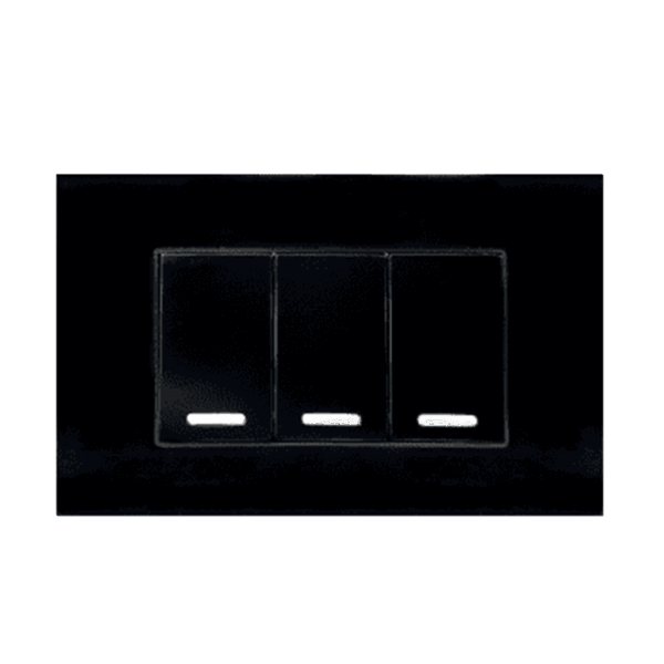 Apagador Mónaco Triple Placa Color Negro