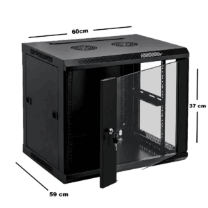 Gabinete 6U, dlx, de pared, armado, tipo rack 19", capacidad 50kg, 37cm alto, 59cm profundidad, 60cm ancho, A6W6D6
