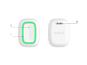 Botón de emergencia, Ajax, inalámbrico, color blanco 28203.26.WH3