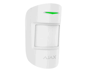 Sensor de rotura de cristal, Ajax, inalámbrico, color blanco, de movimiento, combiprotect, 28267.06.WH3