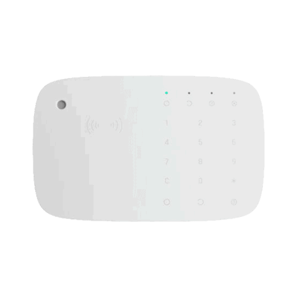 Teclado táctil, Ajax, inalámbrico, sirena incluida, lector de tarjetas, color blanco, 28296.91.WH3