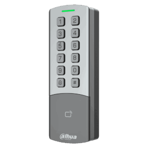 Lector RFID, Dahua, multifrecuencia (13,56 MHz y 125 kHz), con teclado táctil retroiluminado, TCP/IP, PoE, RS-485 y Wiegand, exterior, protección IP65 e IK08, DHI-ASI1201M-MEP