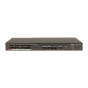 Switch Cloud, Dahua, PoE de 16 puertos, 2 uplink, 10/100/1000 Mbps, 240W, Watchdog, 2 SFP, DH-CS4218-16ET-240