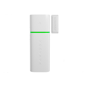 Contacto magnético, Paradox, (M25), para Puerta y ventana, color blanco, 2 zonas, indicación LED de apertura, cierre y estado en línea, sensor de temperatura, DCT12M