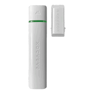 Mini contacto magnético, Paradox, (M25), inalámbrico, para puerta y ventana, color blanco, con indicación LED de apertura, cierre y estado en línea, sensor de temperatura, DCT2M
