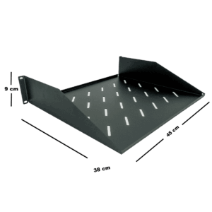 Bandeja 2U, dlx, metálica ventilada para montaje en rack, 9cm alto, 38cm profundidad, 45cm ancho, DLXSHELF2