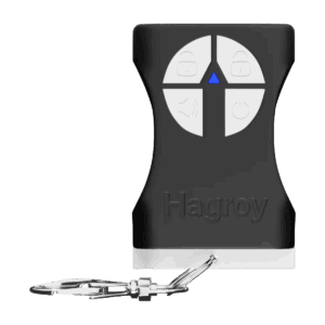 Control remoto, Hagroy, inalámbrico, 4 teclas, frecuencia 433 MHz, alcance 200mts, H4KB200MV2