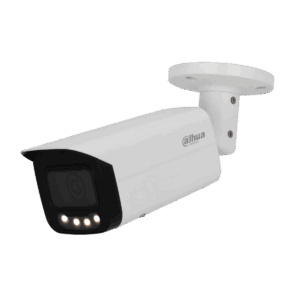 Cámara Bullet Dahua IP, 4MP, lente fijo 2.8 mm, iluminador cálido 60m, IP67, micrófono incorporado, ePoE, Wiz Mind. IVS (Protección Perimetral), detección de rostro, conteo de personas, SMD 3.0(Dahua Proyectos), DH-IPC-HFW5449T-ASE-LED