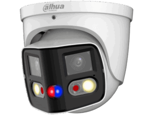 Cámara Domo Dahua IP, doble lente, 2x4MP, 180, TIOC, Lente 2.8mm, Led 25m, WDR, SMD 4.0, IP67. WizSense, DH-IPC-PDW3849-A180-AS-PV