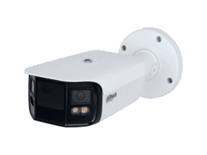 Cámara Bullet Dahua IP, doble lente, 2x4MP, 180°, full color, Lente 3.6mm, led 40m, WDR, SMD Plus, IP67, WizSense Intrusión, cruce de línea, mapa de calor y conteo de personas.(Dahua Proyectos), DH-IPC-PFW5849-A180-E2-ASTE