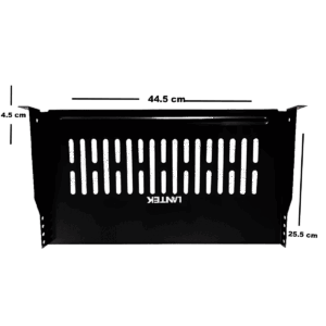 Bandeja 1U, Lantek, de fondo Ventilada, capacidad 10kg, 4.5cm alto, 25.5cm profundidad, 44.5cm ancho, LTK.BAN1010
