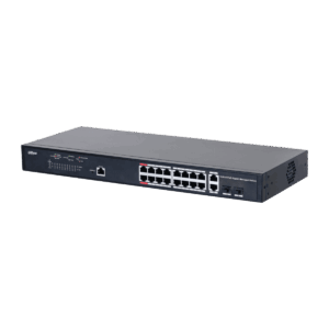 Switch PoE, Dahua, 16 puertos, 2 puertos uplink, 1 Gbps, PoE 2.0, Watchdog, 250m, DH-PFS4218-16GT-130