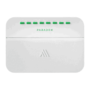 Módulo expansor, Paradox, (M25), inalámbrico, con 8 salidas programables, de hasta 24V/1A cada una, control manual por salida, respaldo con batería de litio recargable de 5000 mAh (hasta 10 días), sensor de temperatura, PGM8M