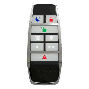 Control remoto, Paradox, (M25), 8 botones retroiluminados, indicaciones visuales y audibles, resistente al agua y visualización del estado del sistema, REM28M