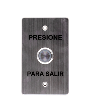 Botón de salida, dlx, grande, con luz, acero inoxidable, NO/NC/COM, texto: presione para salir, S87022L