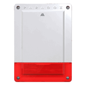 Sirena inalámbrica, Paradox, (M25), de 100 dB, con luz estroboscópica roja integrada, resistente a la intemperie, con sensor de temperatura y capacidad de alimentación externa, SR250M