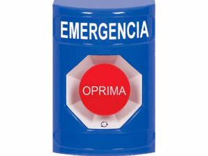 Botón de emergencia, STI, sin cubierta, color azul, sin sonido, llave para reinicio de encendido, SS2402EM-ES