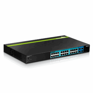 Switch, TRENDnet, 20 puertos PoE, 4 puertos PoE+, capa 2, montable en rack 1U, capacidad de 56 Gbps, TPE2840WSA