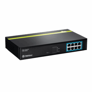 Switch, TRENDnet, 8 puertos PoE+, 30W por puerto, potencia 125W, capacidad 16 Gbps, TPET80H