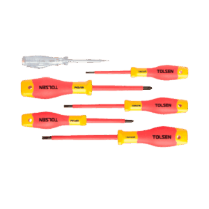 Destornilladores, Tolsen, 5pcs, con probador de fase, V33506