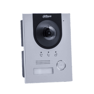 Video portero, Dahua, IP, para villa, cámara 2MP, con lente gran angular 168.6°, WDR 120dB, audio bidireccional, apertura remota por aplicación, compresión H.265/H.264, microSD  256GB, IP65, IK07, DHI-VTO2202F-P-S3