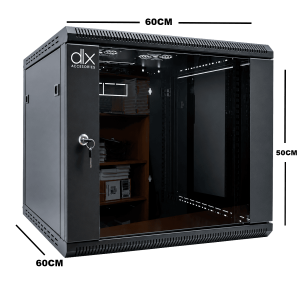 Gabinete 9U, dlx, de pared, armado, 50cm alto, 60cm profundidad, 60cm ancho,  DLX-9W6D6