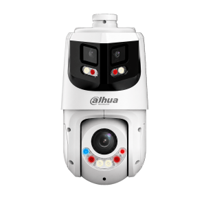 Cámara PTZ Dahua IP, X-Spans de 8MP + 4MP,  PTZ, panorámica, doble lente, zoom óptico de 25x y tecnología TiOC, disuasión activa con sirena y luces rojo/azul, IP66, DH-SDT4E425-8PGB-APV1