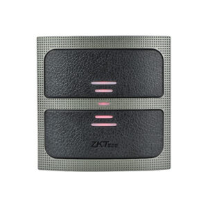 Lector de tarjetas de proximidad, Zkteco, RFID 125KHz, Wiegand 26bit, distancia 10mts, IP65, 6–14V DC, indicadores LED rojo, verde, KR500E